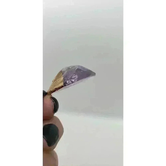 Genuine Amethyst Crystal Polished & Dipped In 14 Kt. Gold Pendant Necklace - Picture 7 of 13